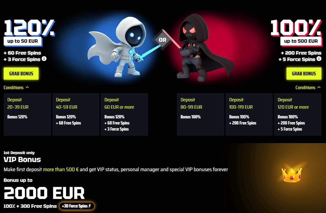 SlotsVader casino bonuser